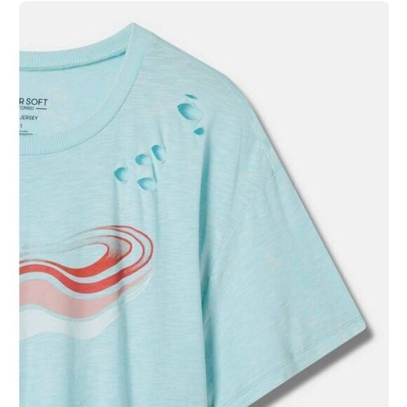 Torrid Graphic T Shirt Womens 2X Plus Cropped USA Distressed Short Sleeve - Picture 3 of 3